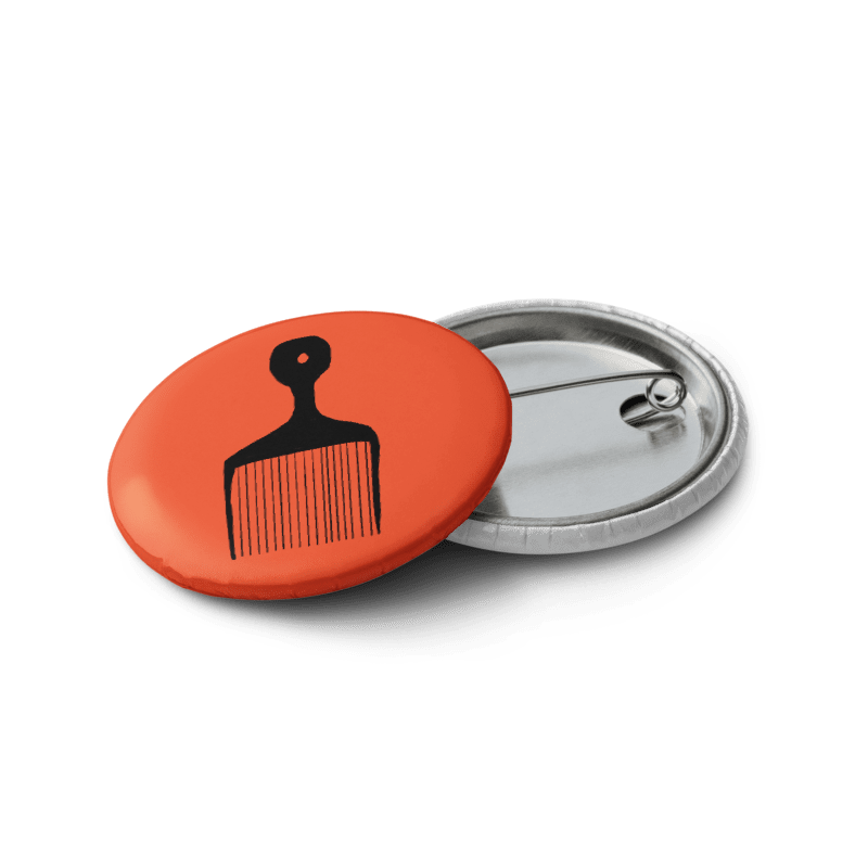 Black hair pik button pin